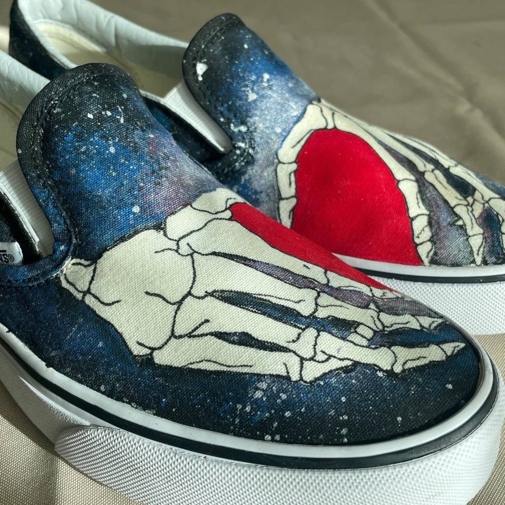 Custom painted Vans slip on shoes
